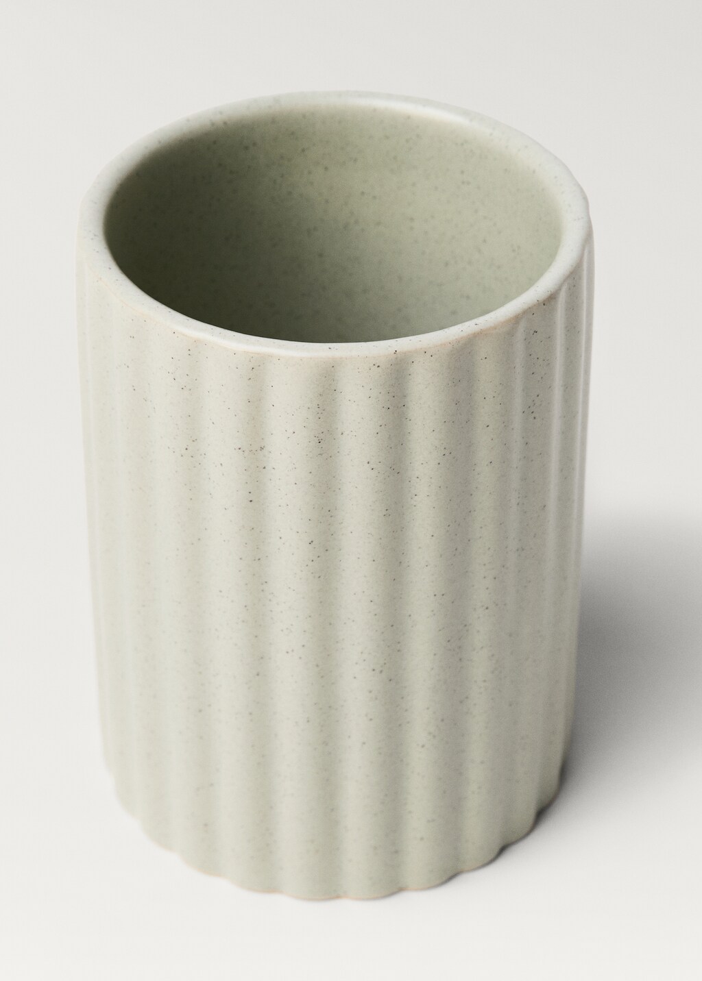 Striped stoneware bathroom tumbler - Mint Green