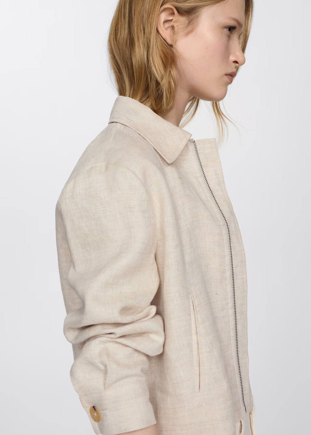 100% linen jacket with zip - Light/Pastel Grey