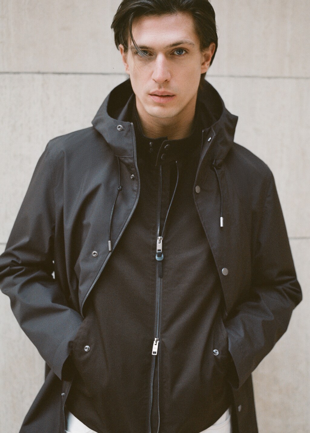 Water-repellent hooded parka - Chocolate