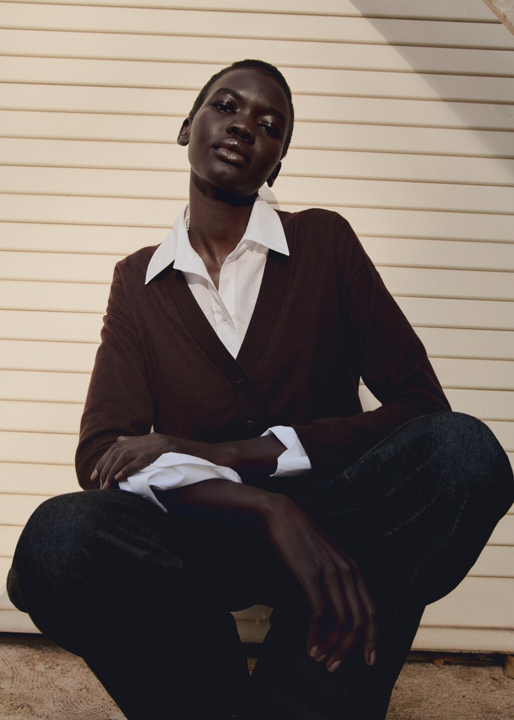 V-neck knitted cardigan - Light/Pastel Purple