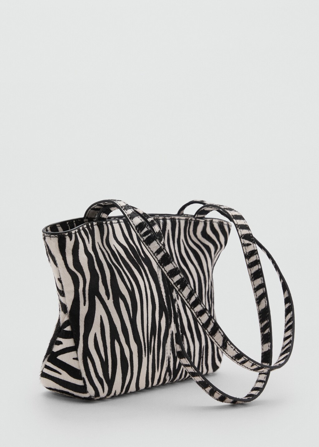 Zebra-print leather bag - Black