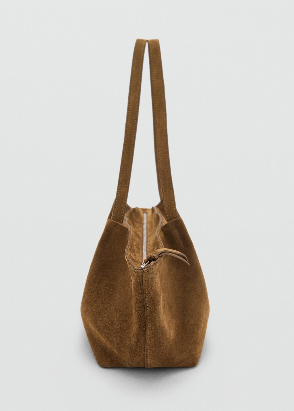 Double handle suede bag - Chocolate