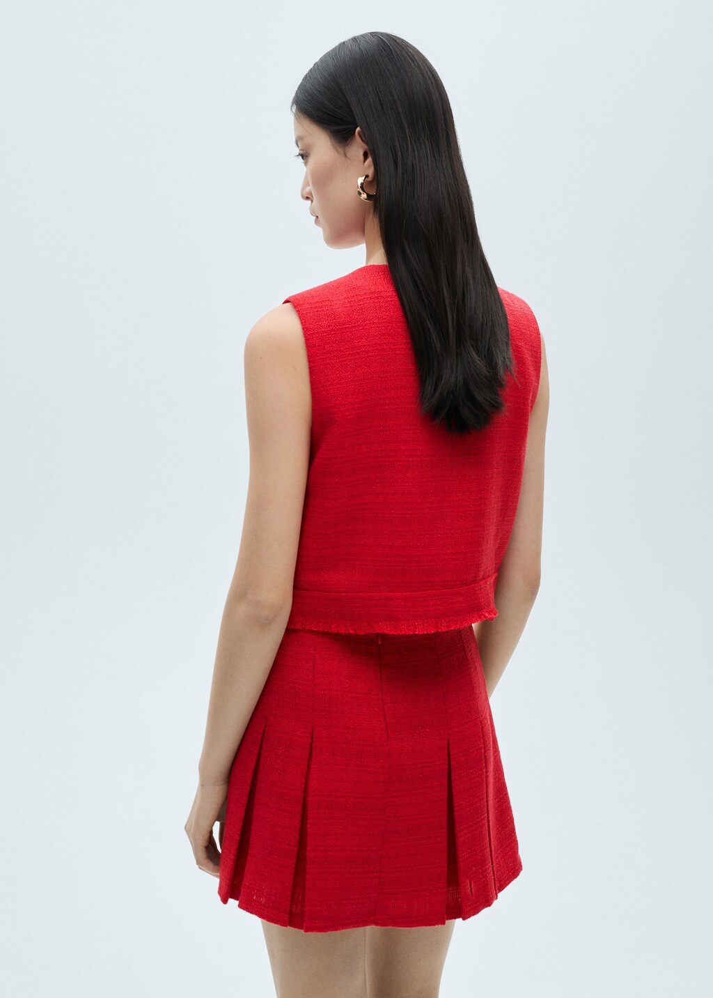 Tweed pleated skirt - Red