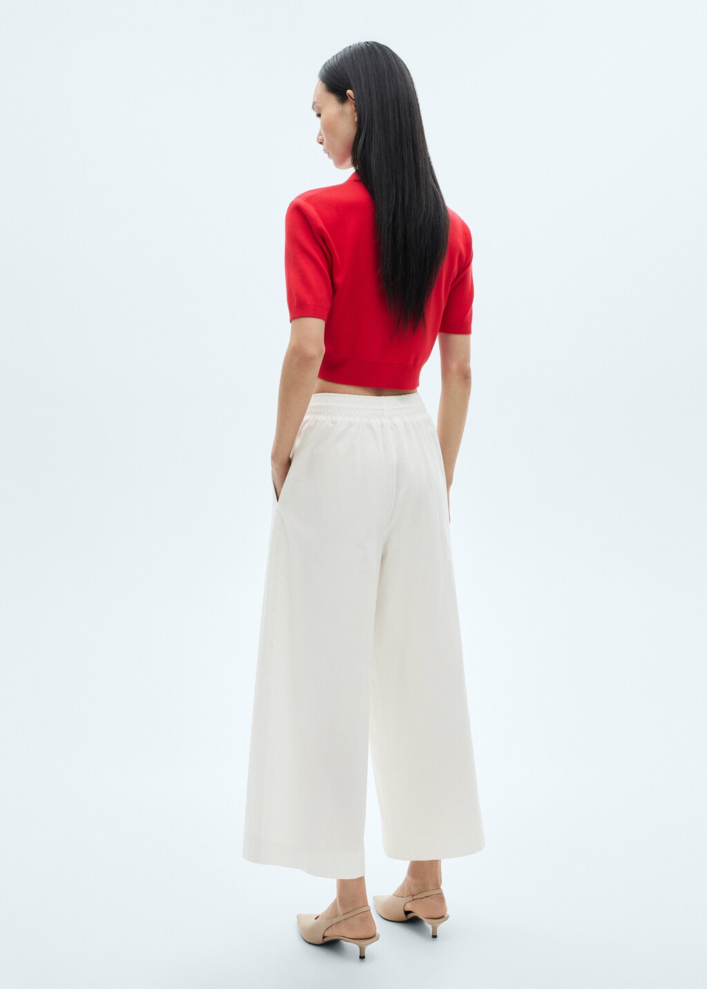 Culotte trousers with pockets - White