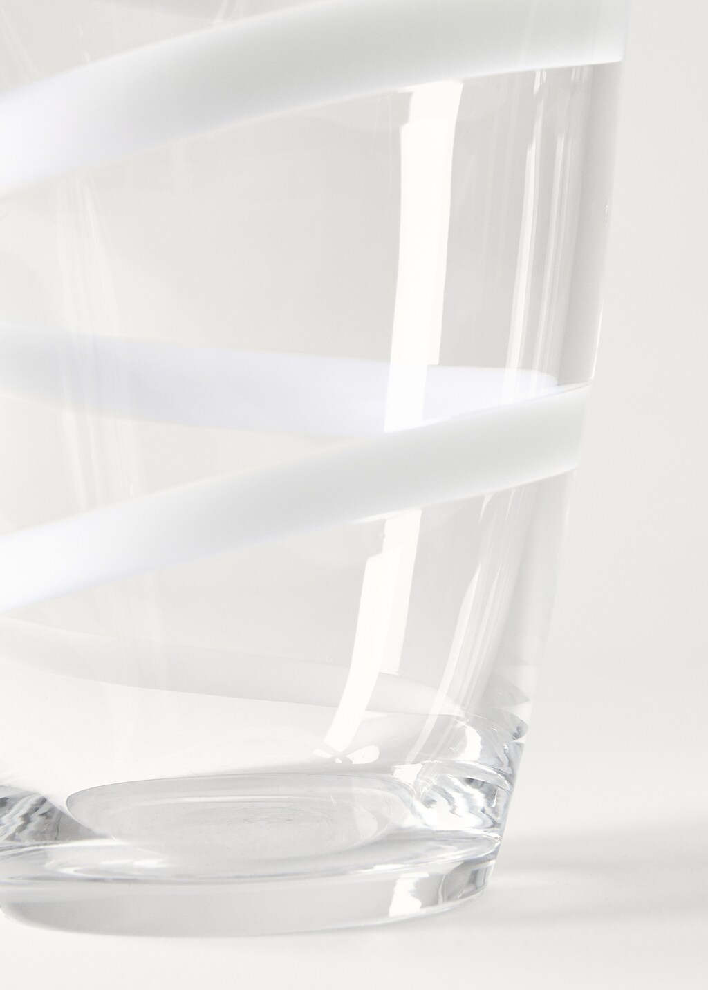 Striped hand-blown glass vase - White