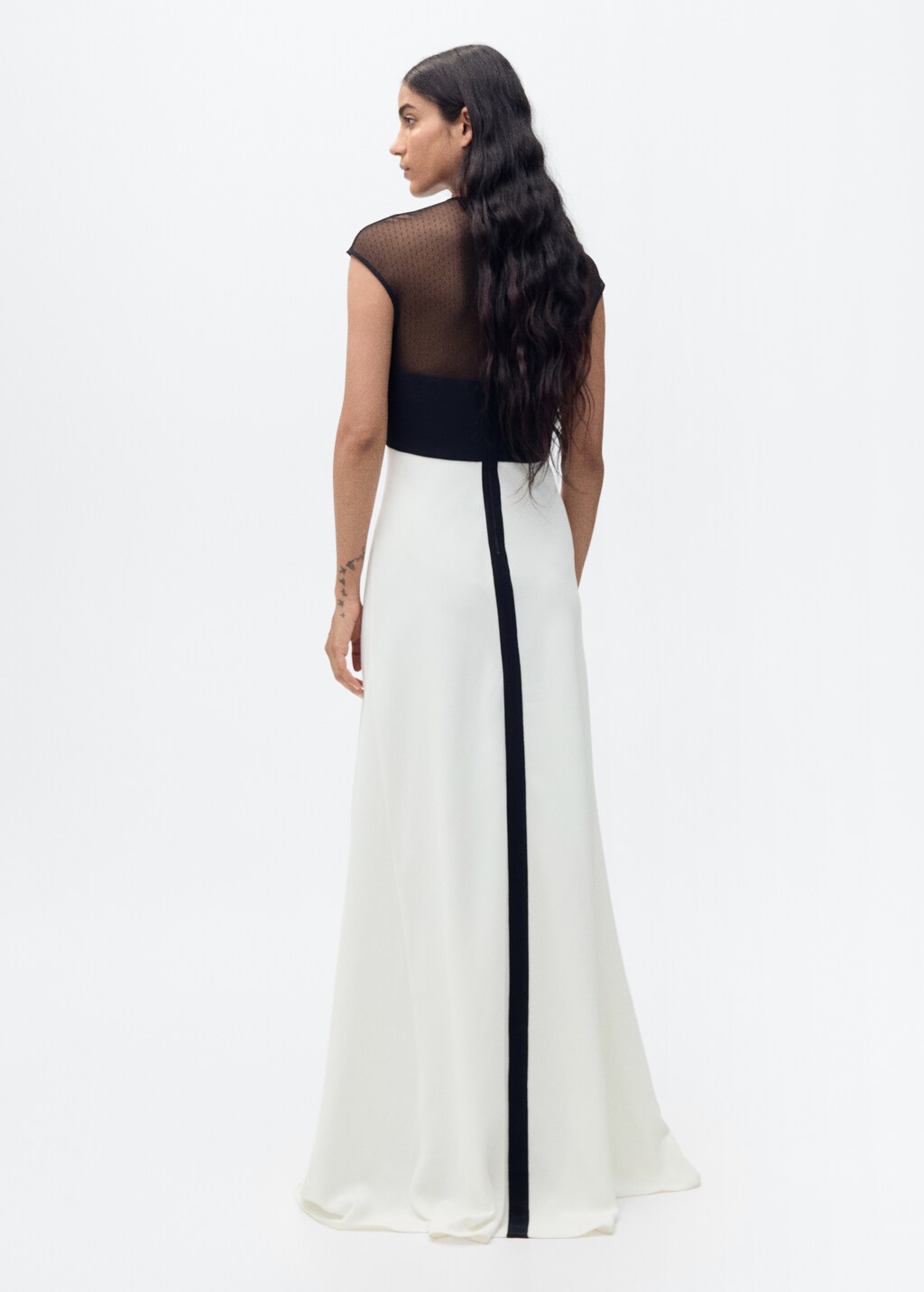 Two-tone panel dress - Off White