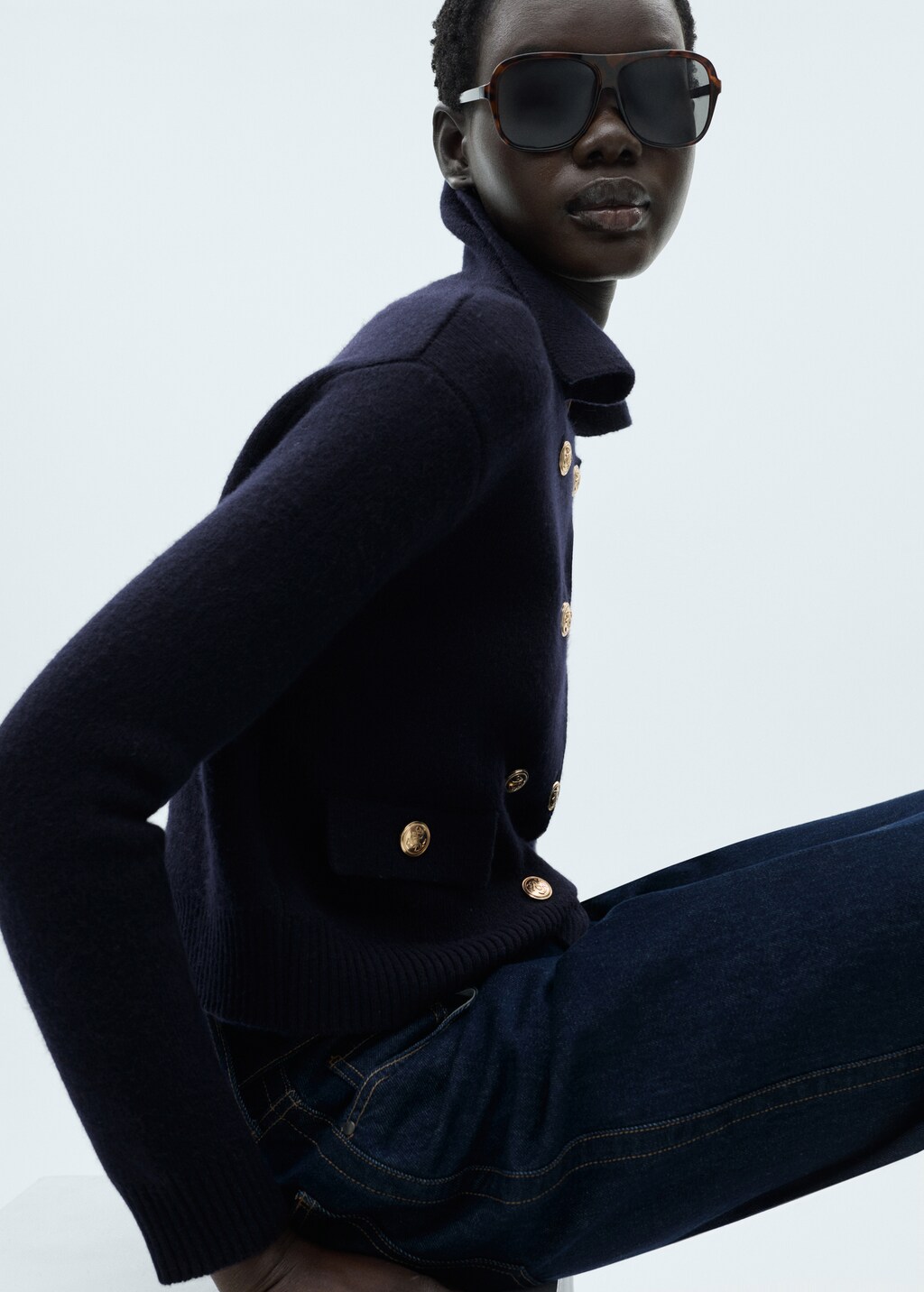 Double-breasted wool jacket - Dark Navy