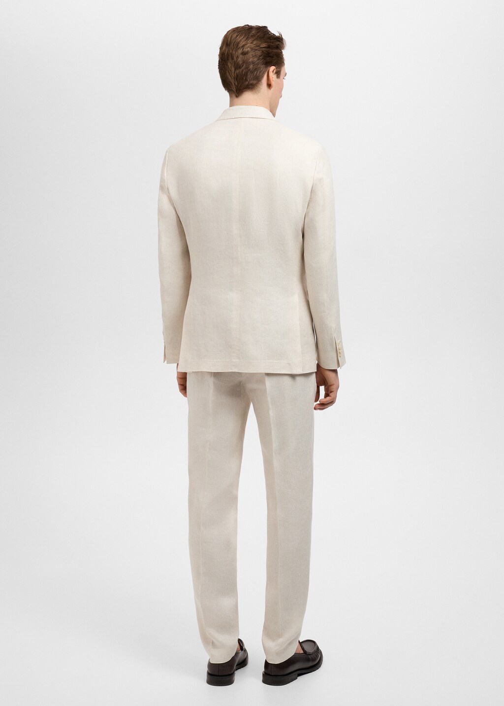 Slim fit 100% linen suit blazer - Khaki