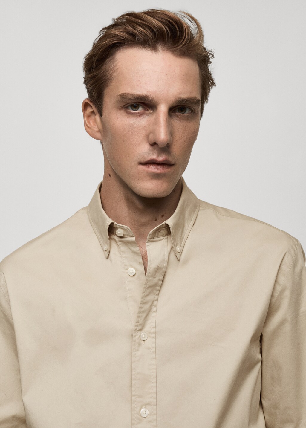 Regular fit cotton shirt - Khaki