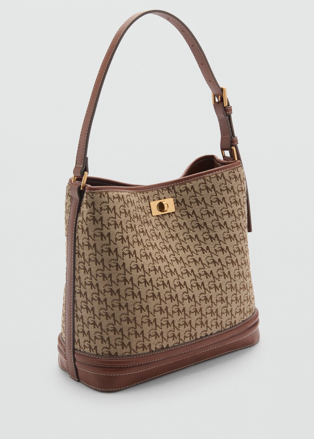Shopper bag with printed logo - Brown