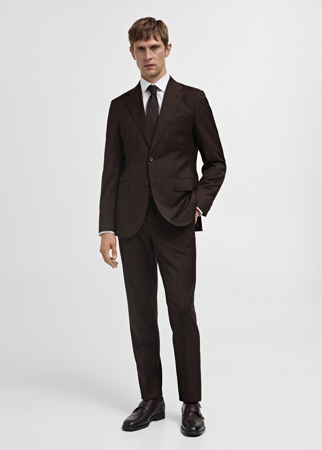 Venice 100% virgin wool suit jacket - Brown