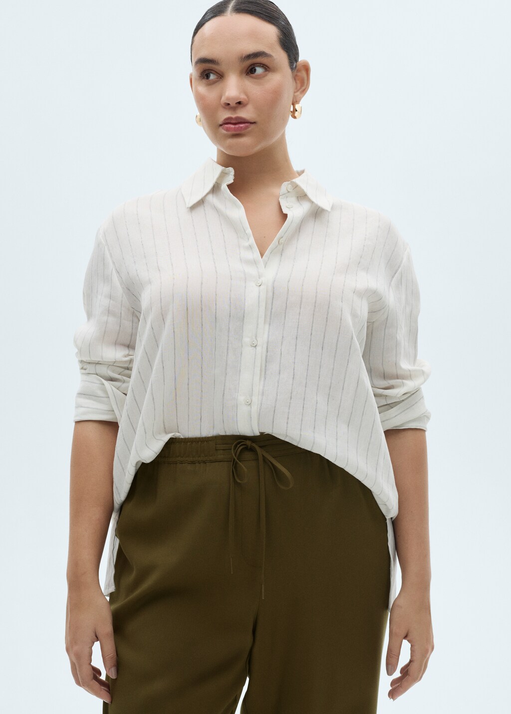 Elastic waist flowy trousers - Beige