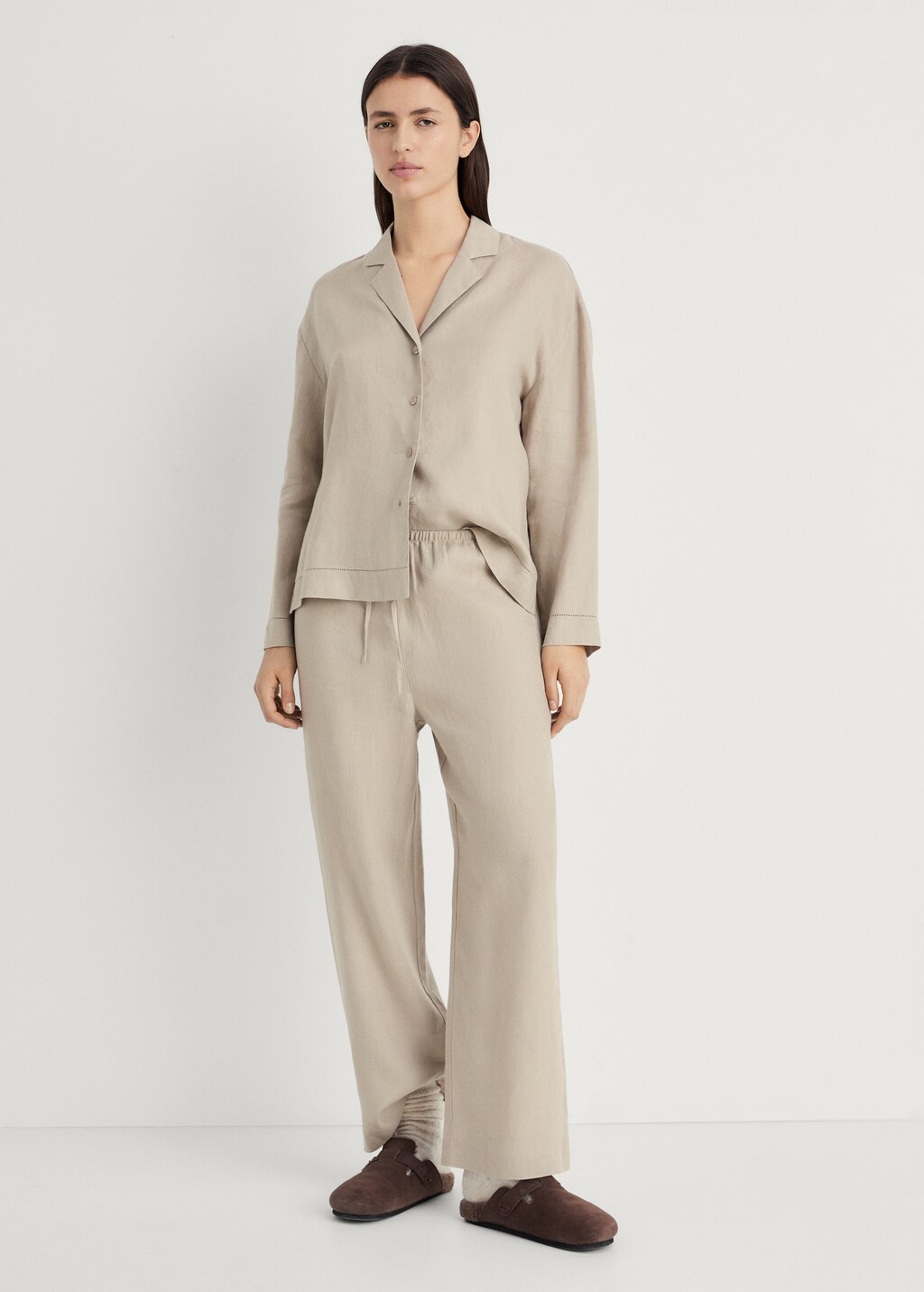 Linen-blend shirt - Sand