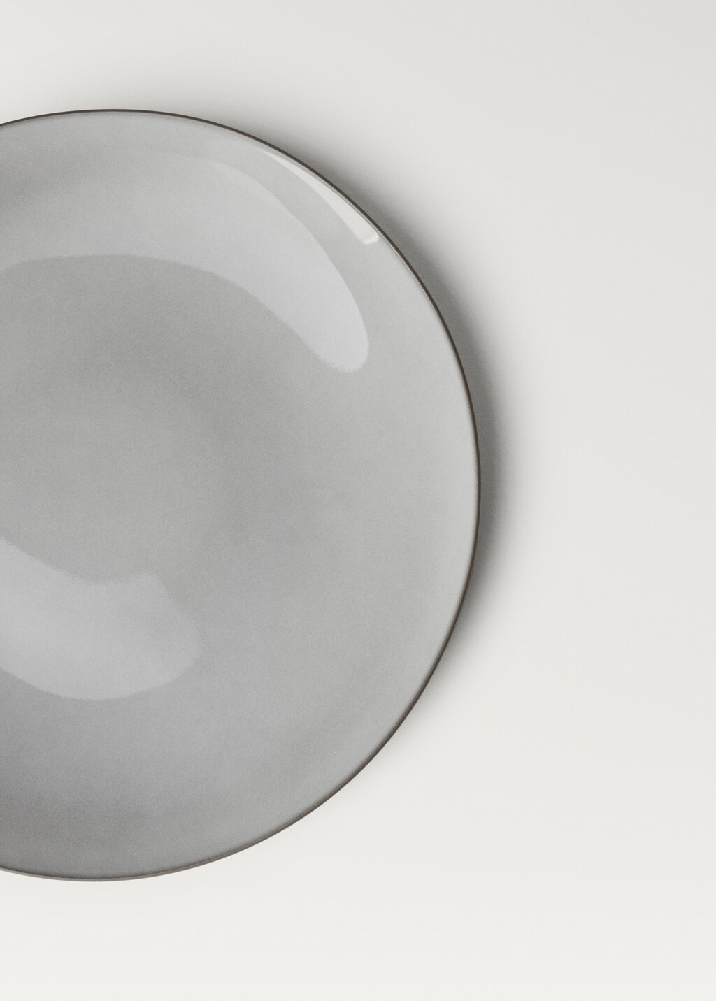 Stoneware dessert plate with contrast rim - White