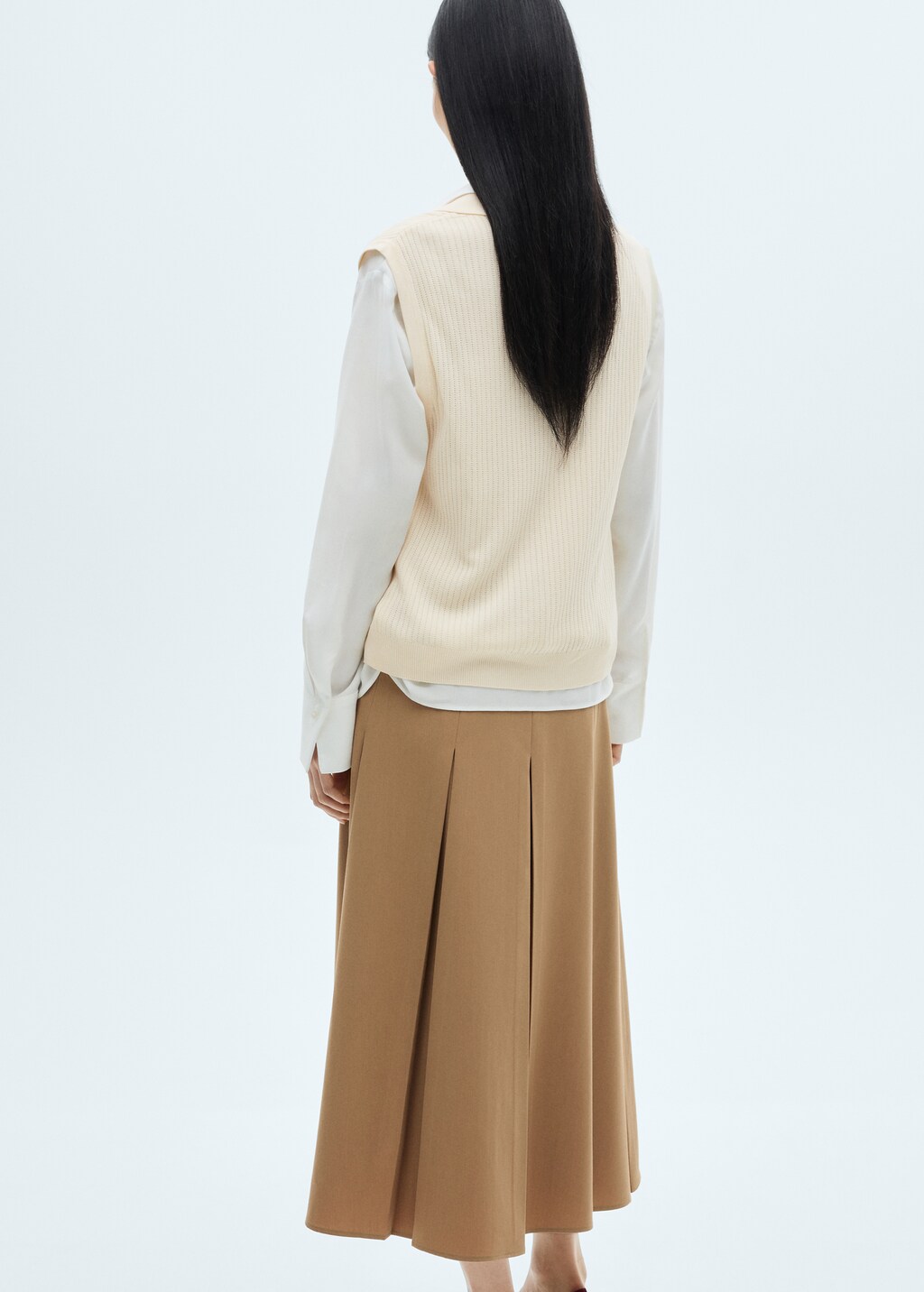 Knitted gilet with contrasting pockets - Ecru