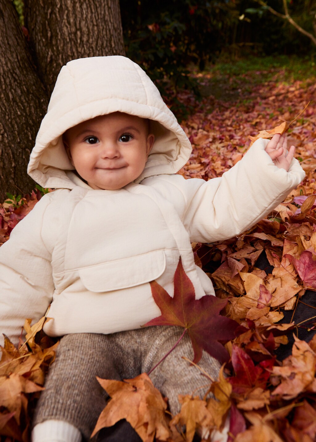 Kangaroo pocket quilted jacket - Ecru