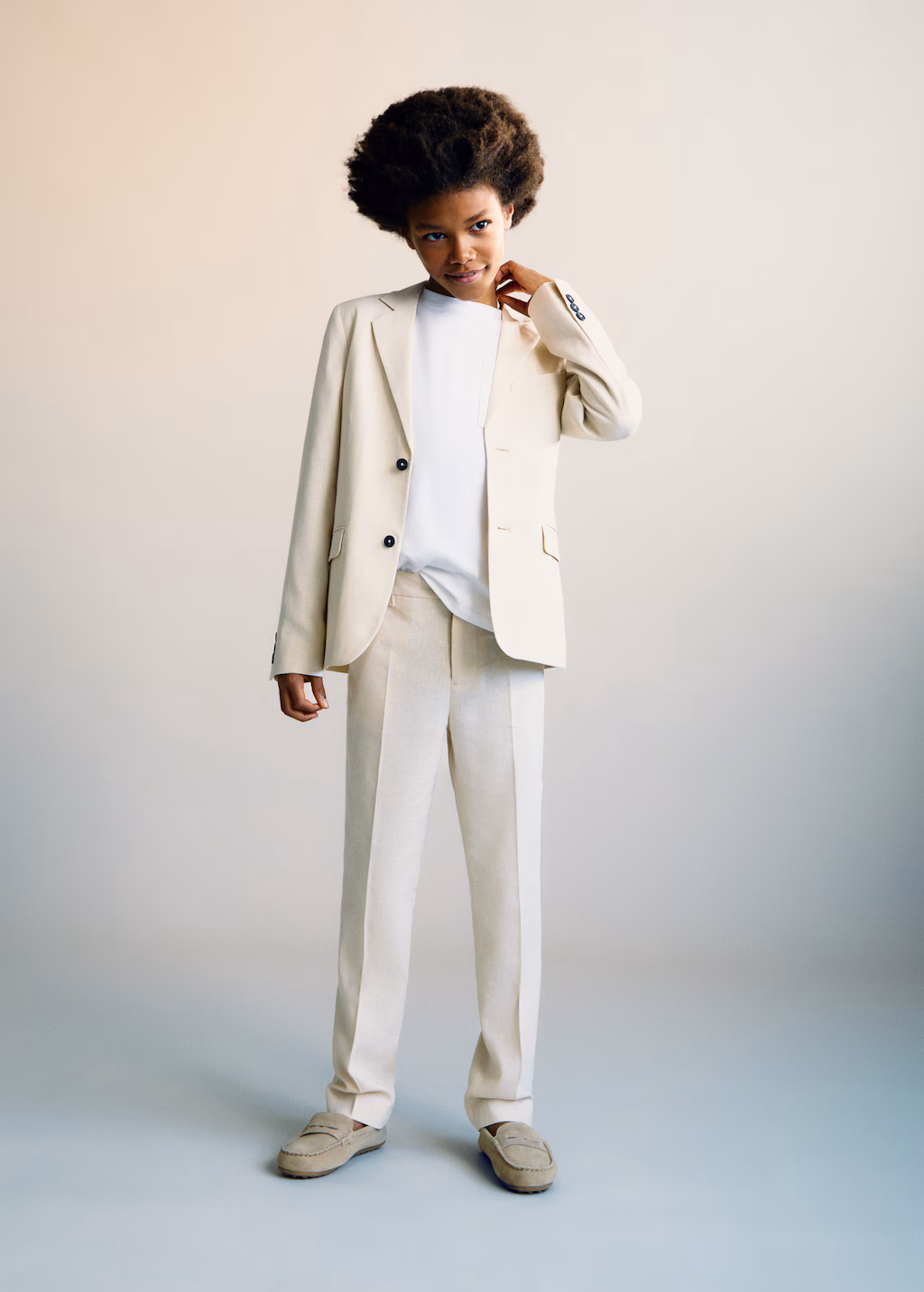 Linen jacket with buttons - Dark Navy