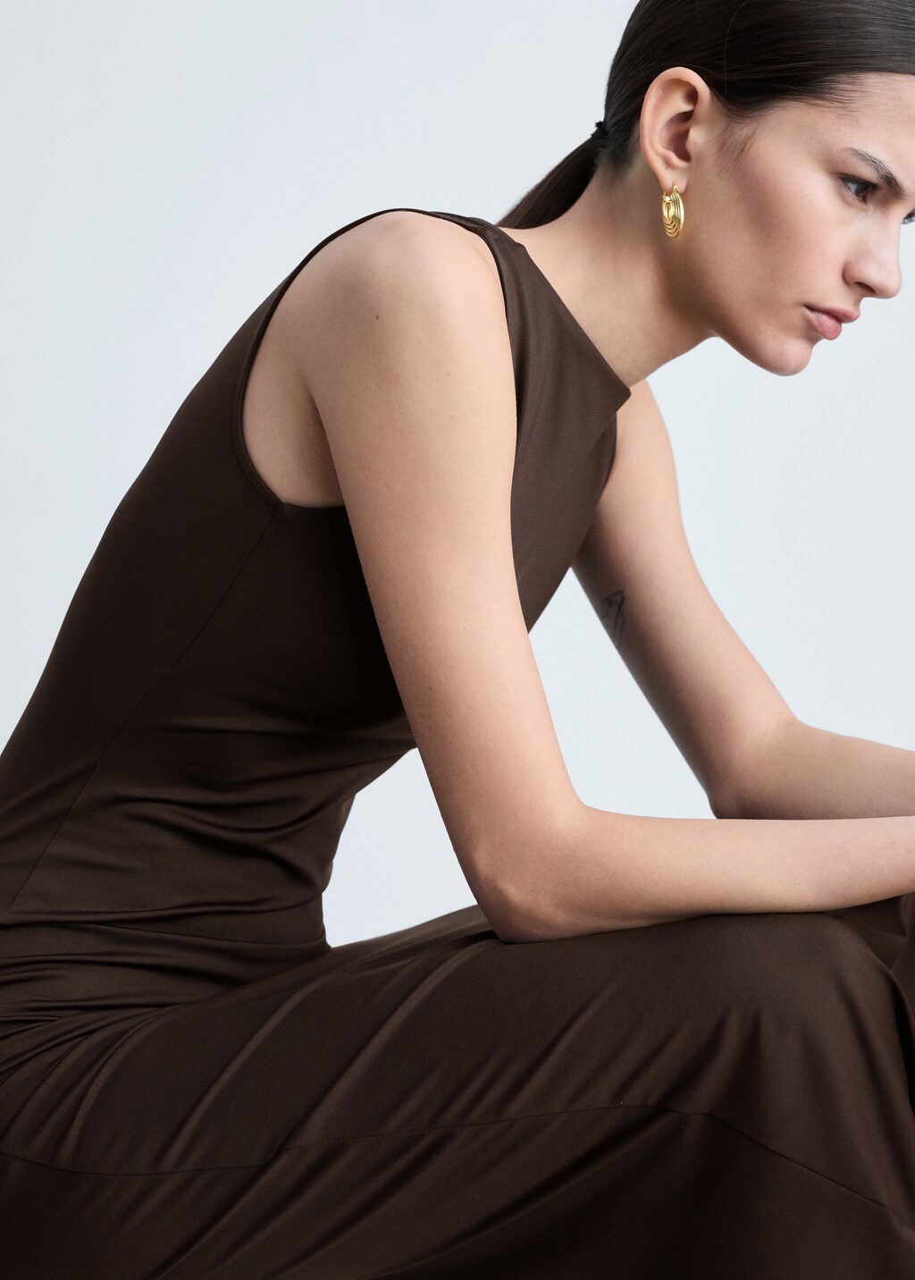 Long dress with back opening - Black