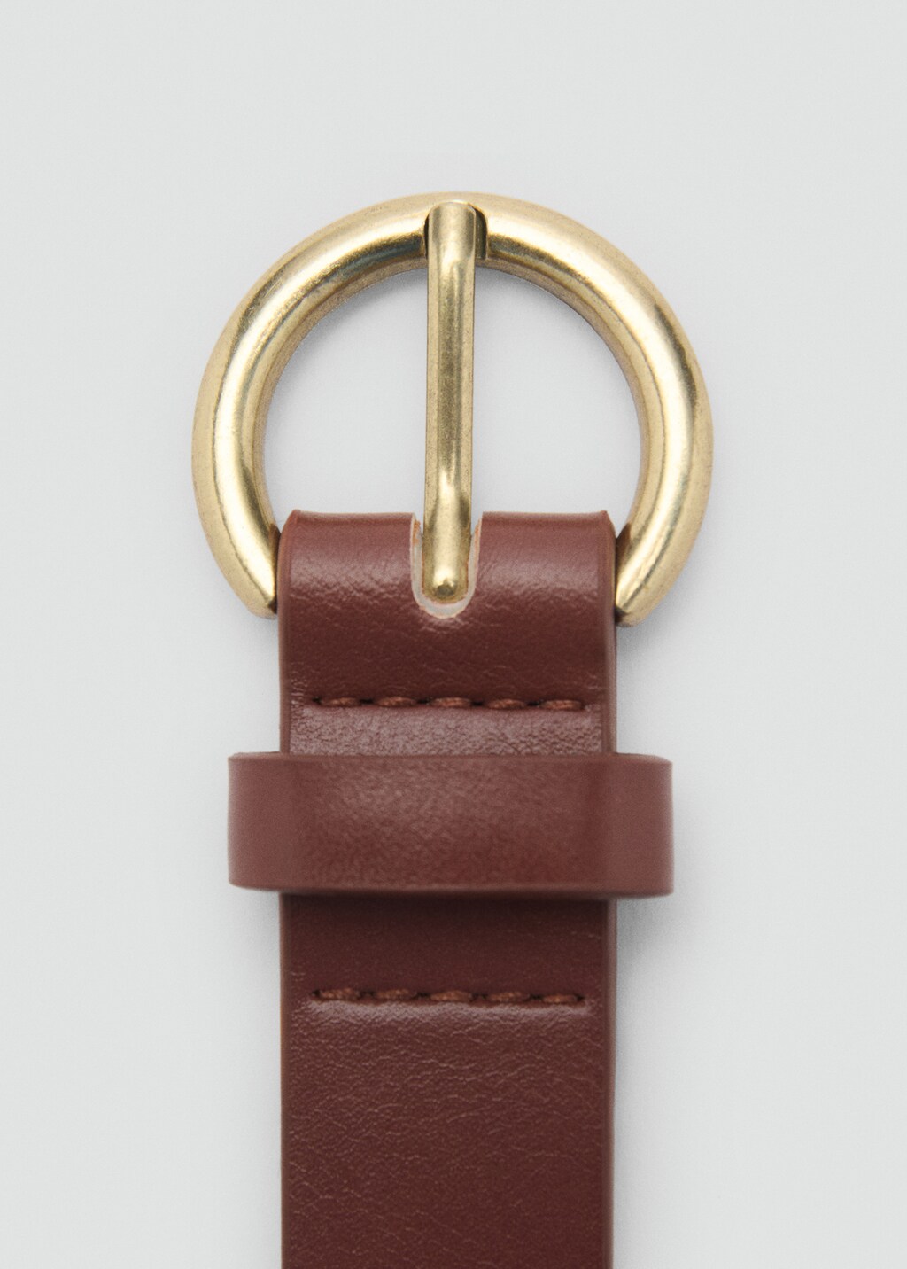 Combined belt with metal rings - Brown