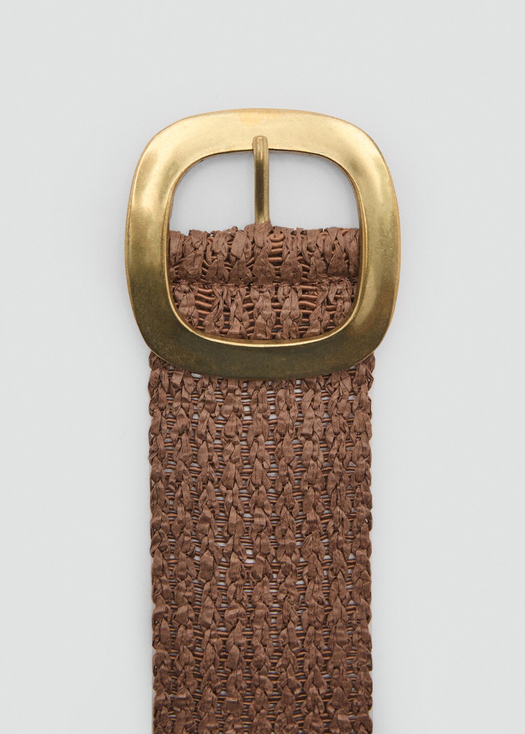 Natural fibre belt with oval buckle - Beige