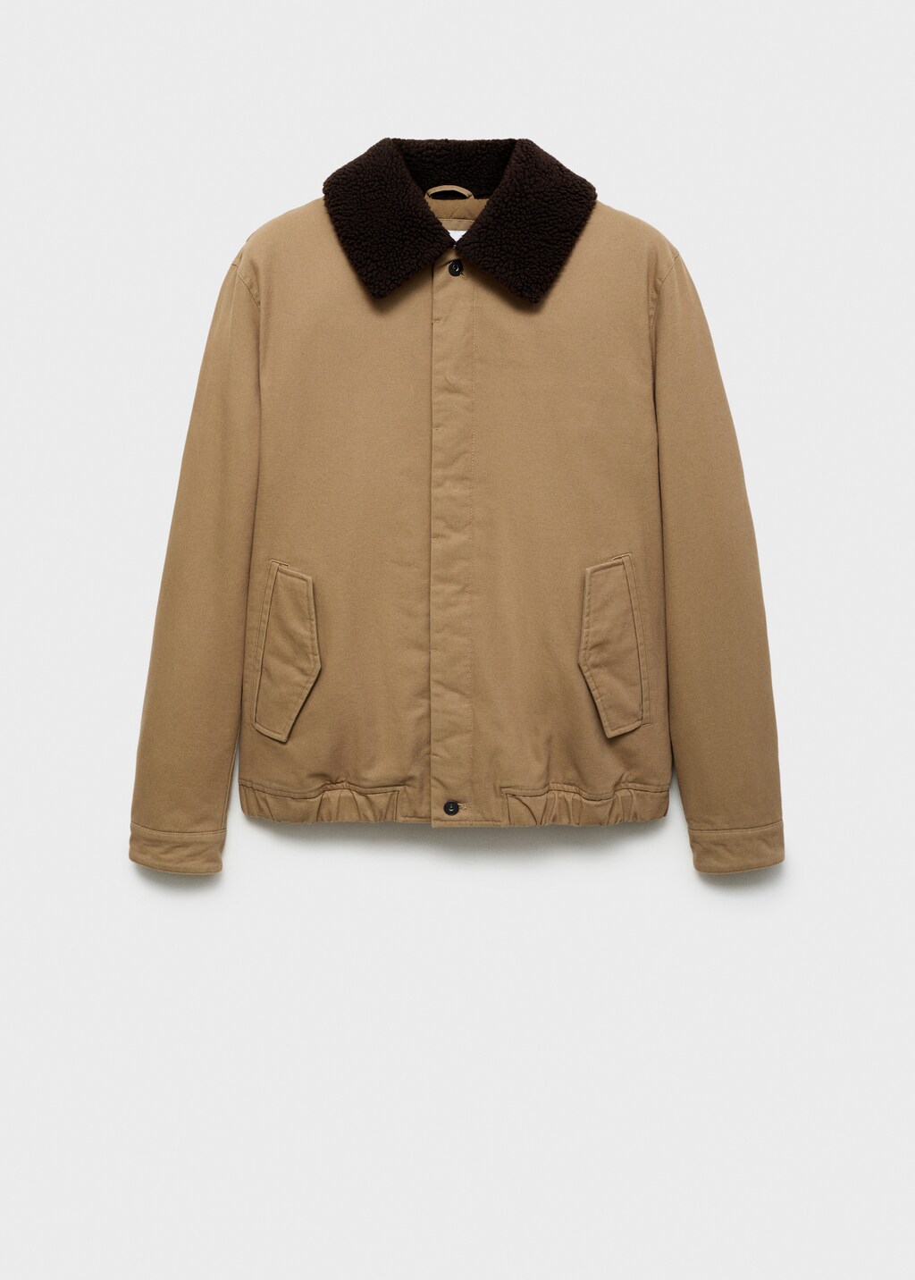 Quilted jacket with sheepskin collar - Medium Brown