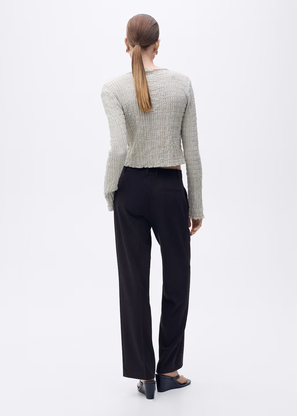 Straight-fit pleated trousers - Beige