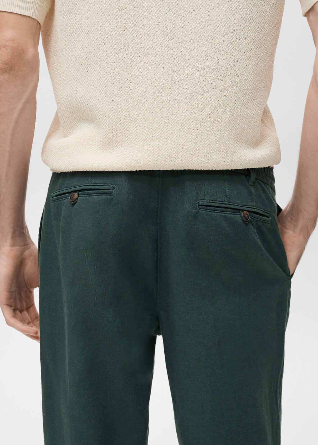 Slim-fit trousers with drawstring - Beige