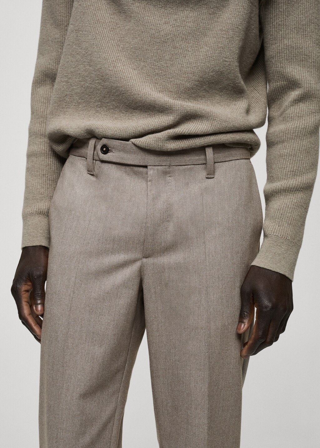 Slim-fit flannel trousers - Dark Navy