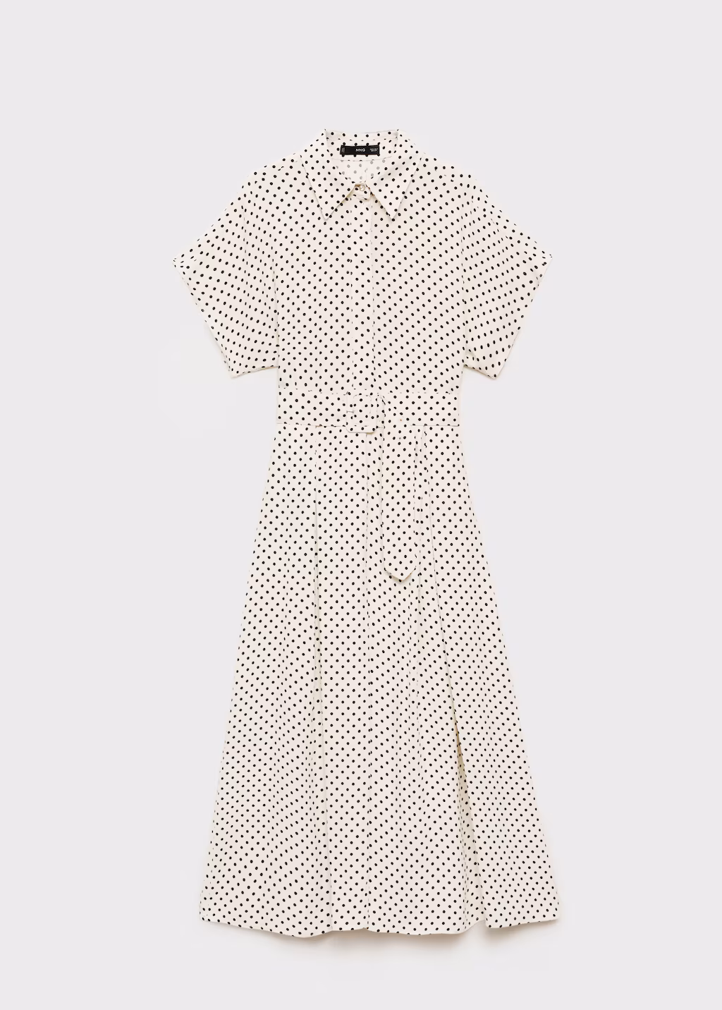 Polka-dot dress with belt - Off White