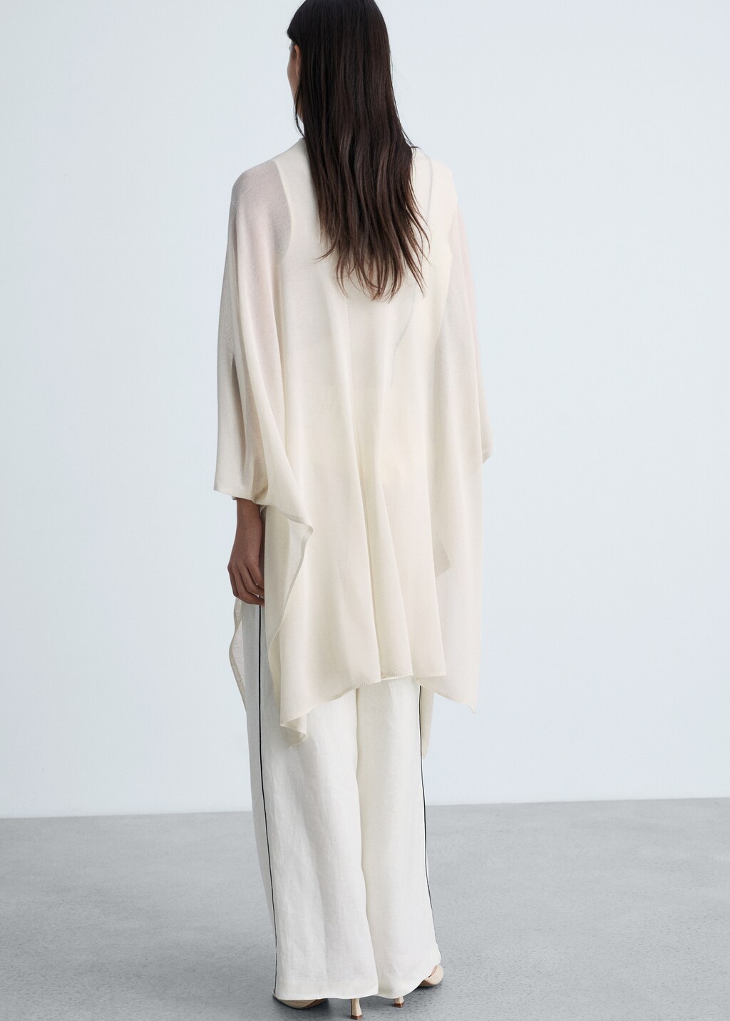 Fine knit long cardigan - Ice Grey