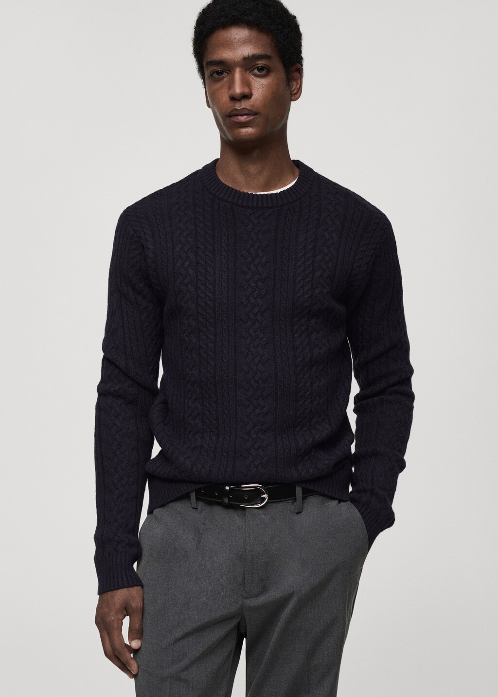 Braided knitted sweater - Dark Navy