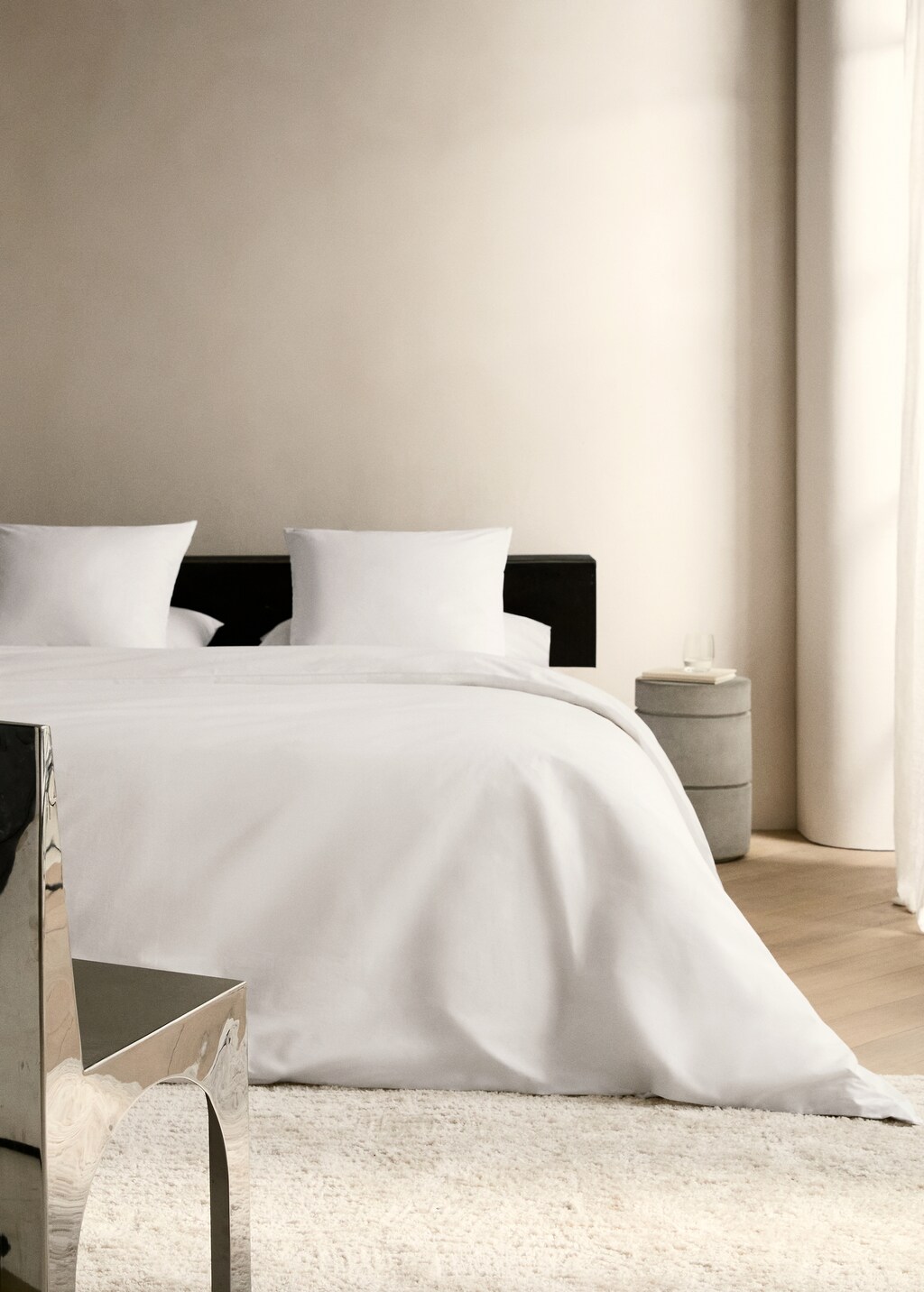 Cotton percale duvet cover for 200 cm bed - White
