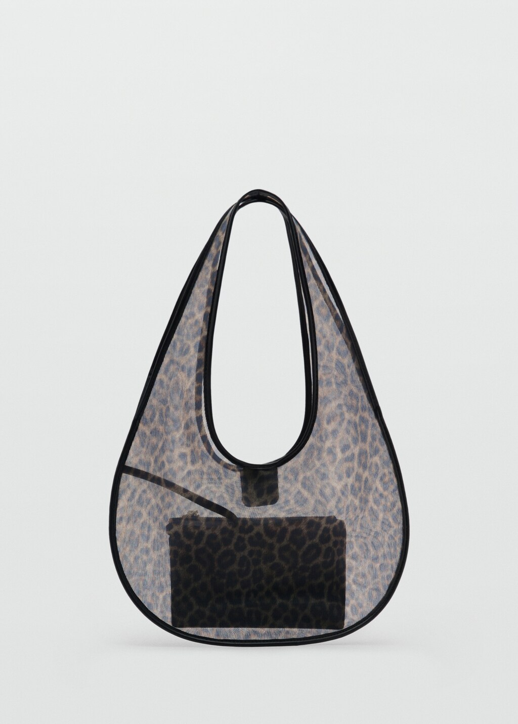 Semi-sheer leopard-print handbag - Black