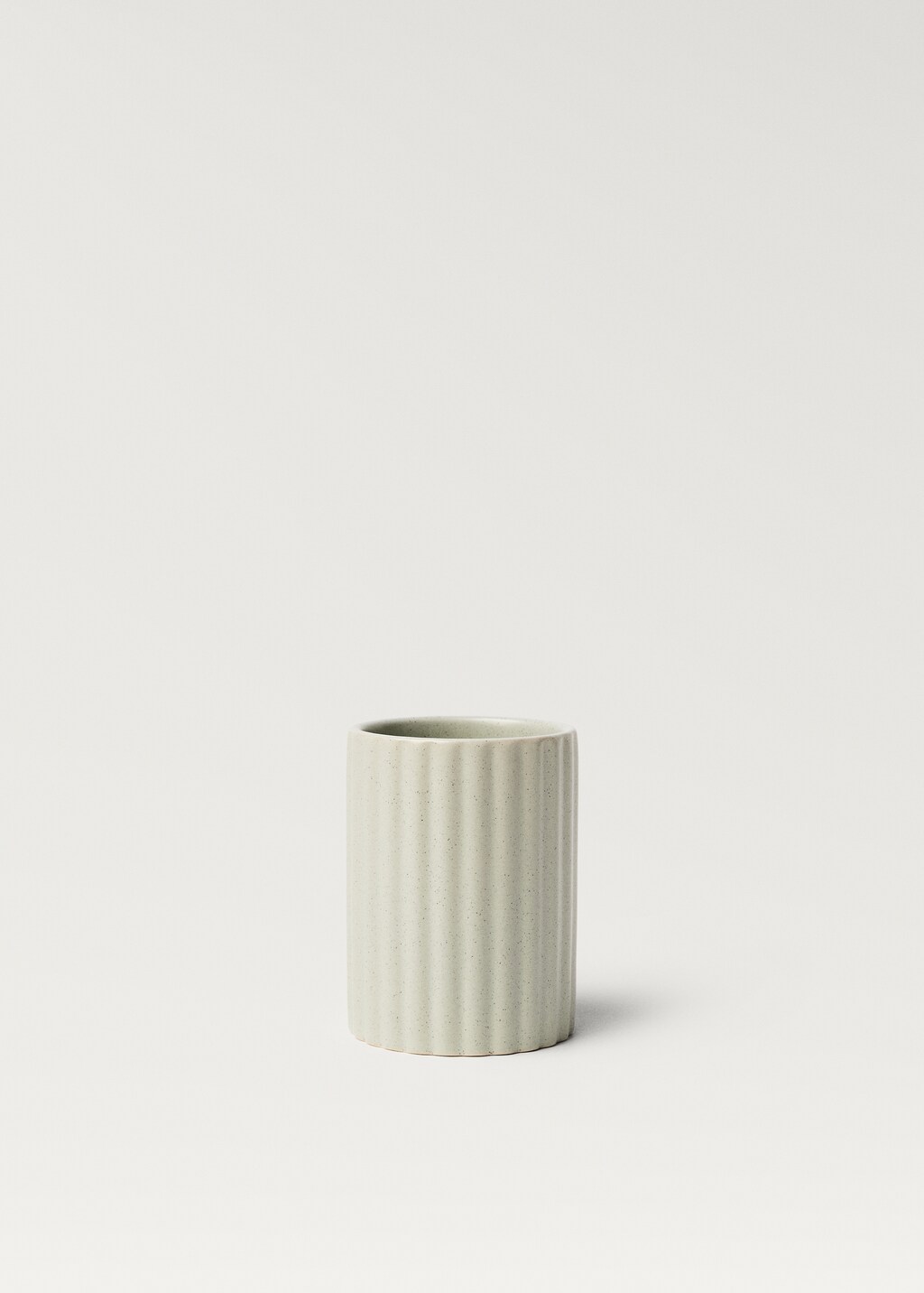 Striped stoneware bathroom tumbler - Mint Green