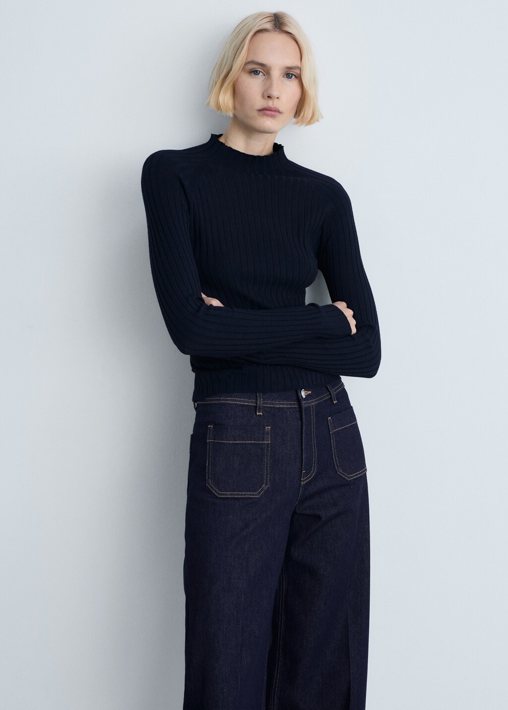 Wideleg jeans with pockets - Khaki