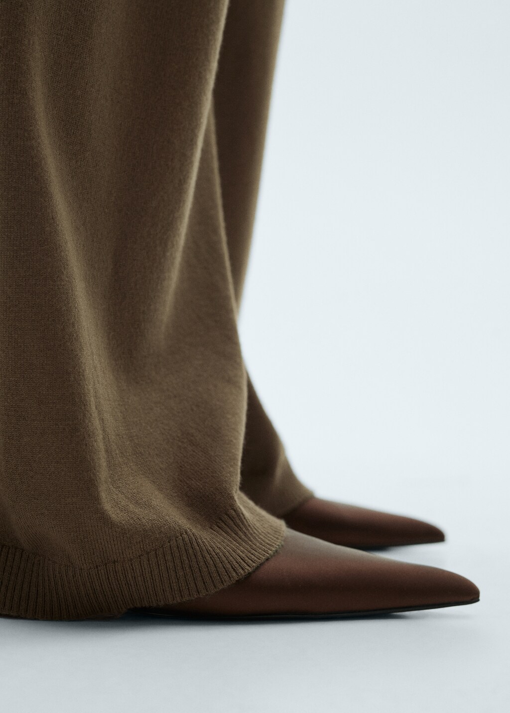 Fine-knit wideleg trousers - Ecru