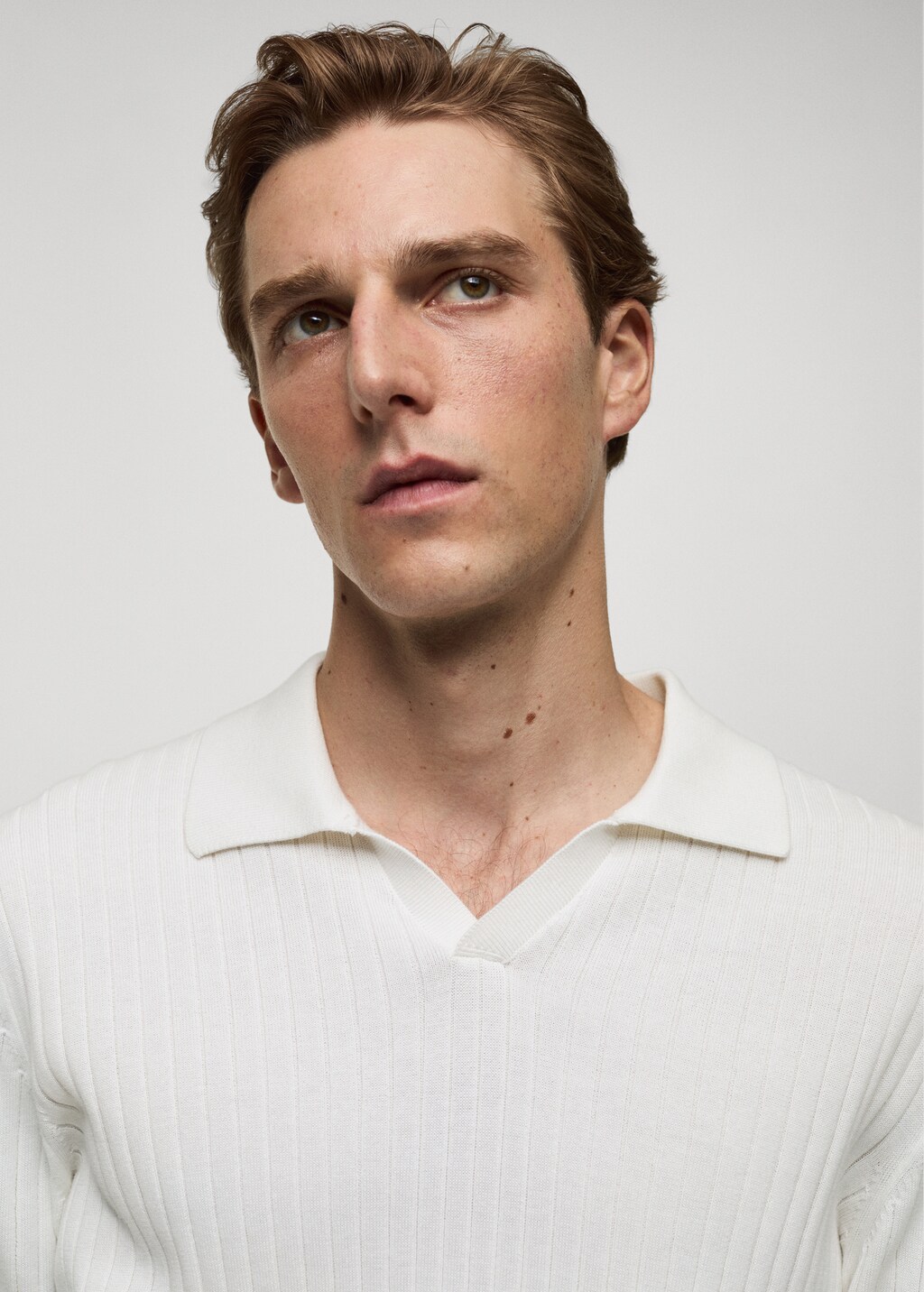 Fine rib-knit polo sweater - Mink Grey