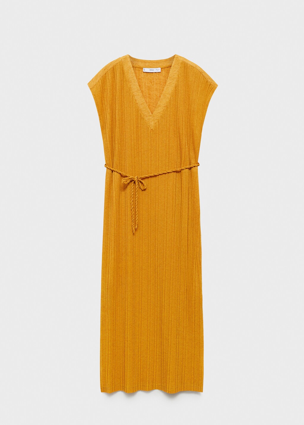 Belt pleated dress - Mustard