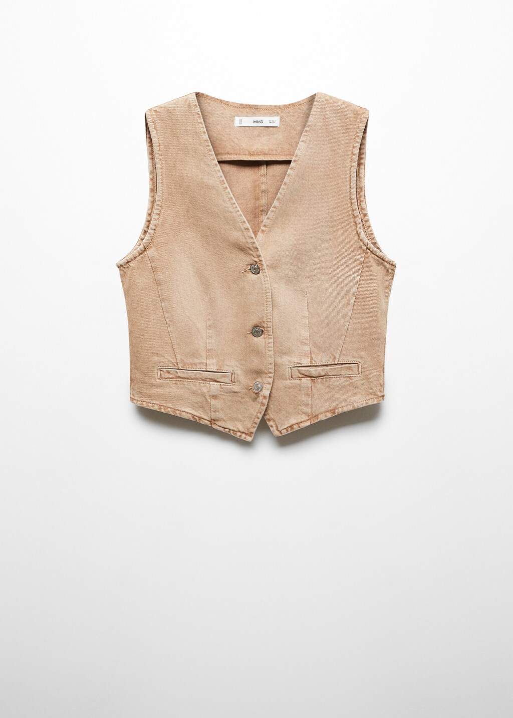Denim gilet with seams - Sand