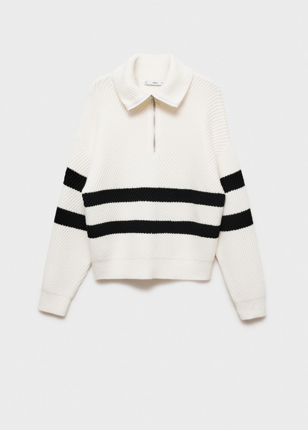 Striped ribbed-knit sweater - Ecru