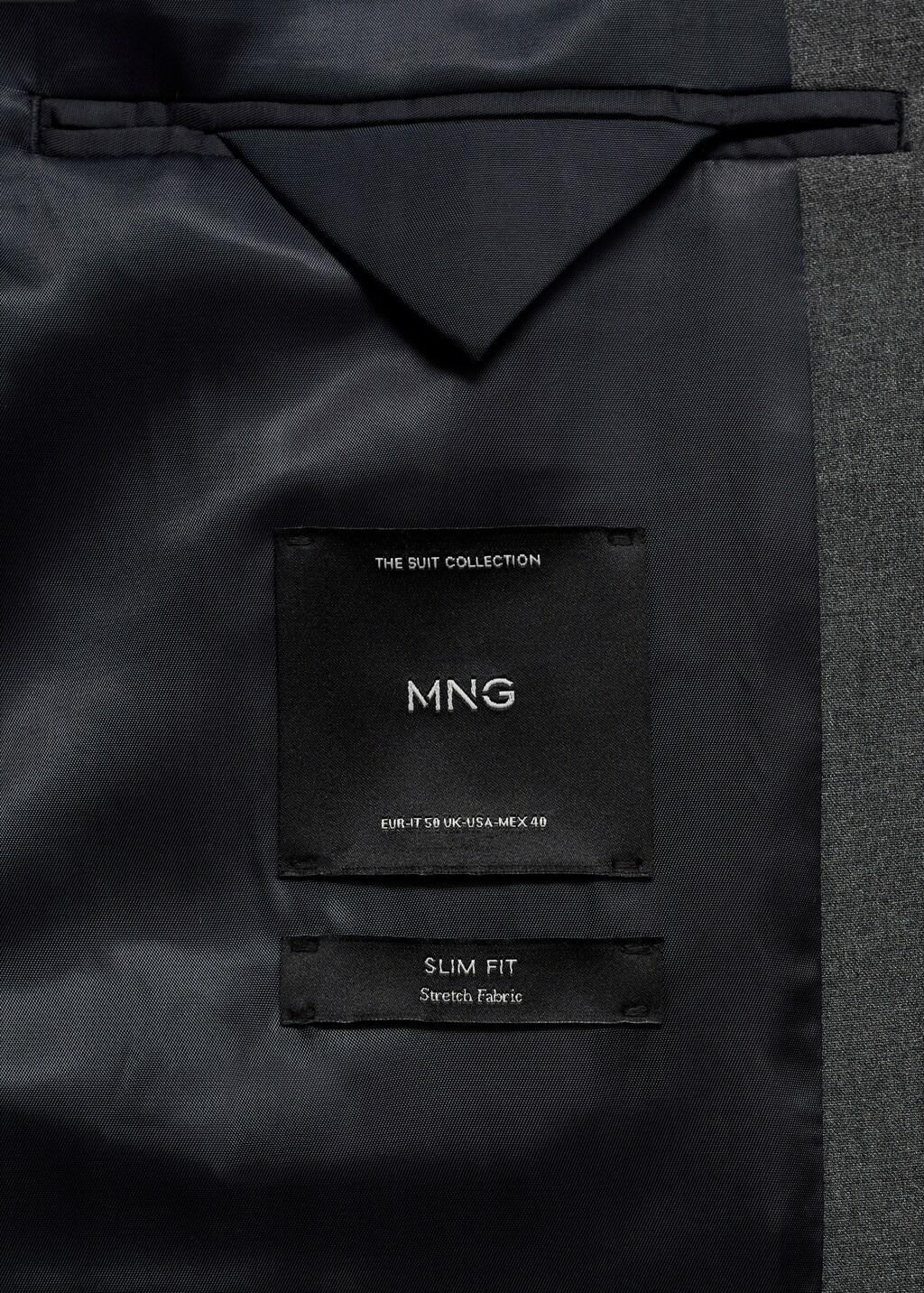 Stretch-fabric slim-fit suit jacket - Dark Navy