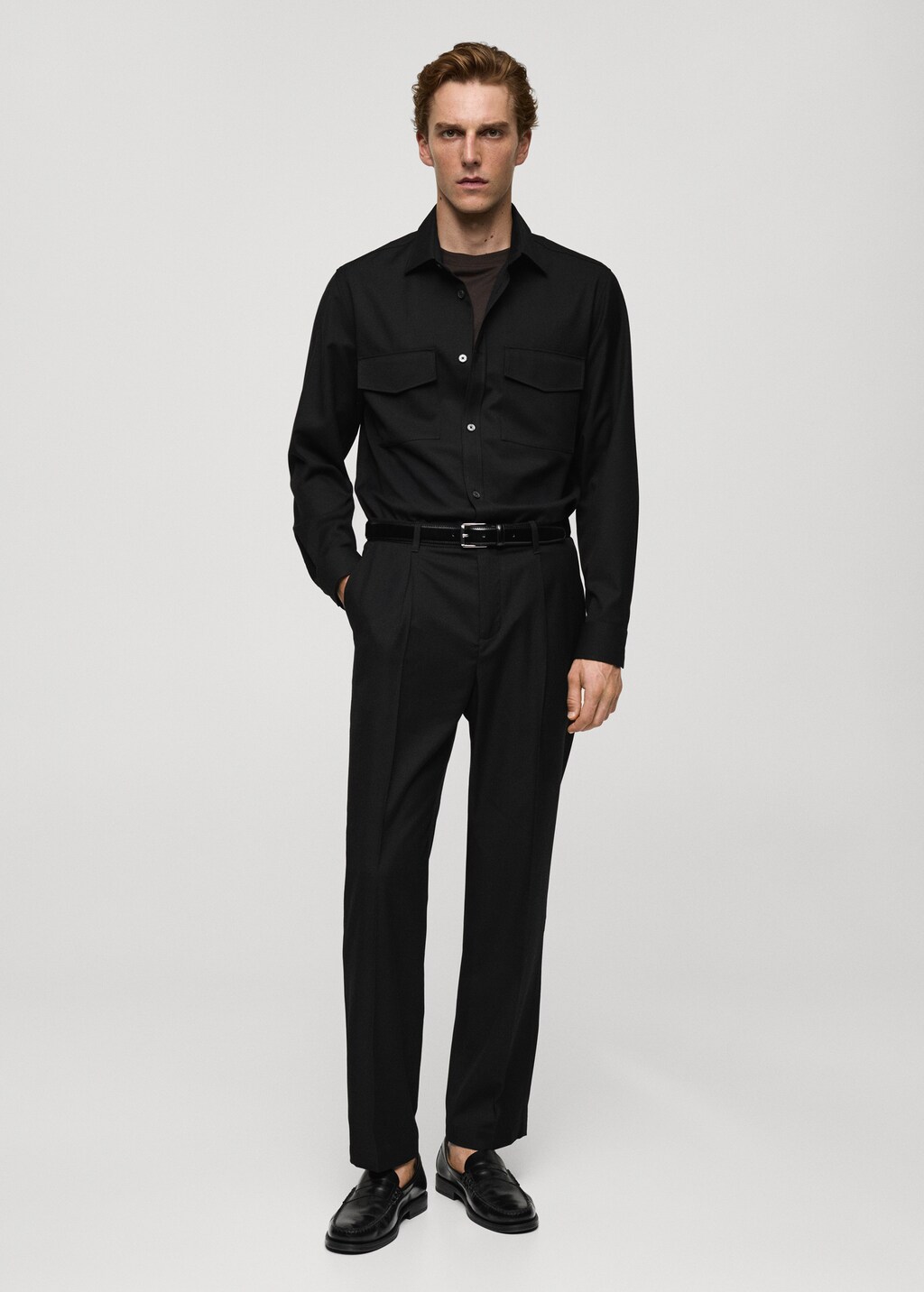 Regular fit pockets overshirt - Chocolate