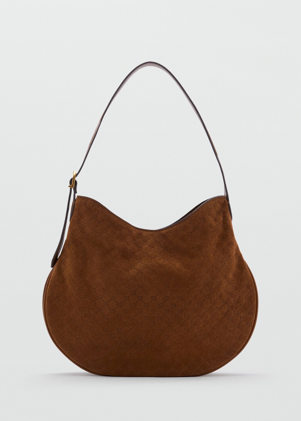 Suede shoulder bag with logo print - Leather