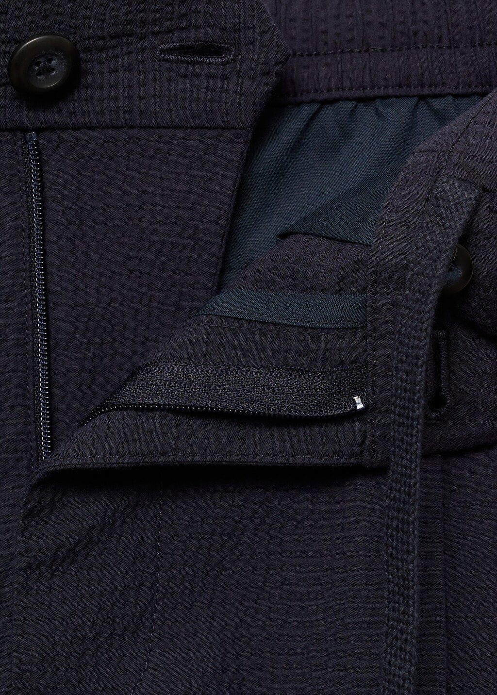 Seersucker cotton trousers - Night Blue