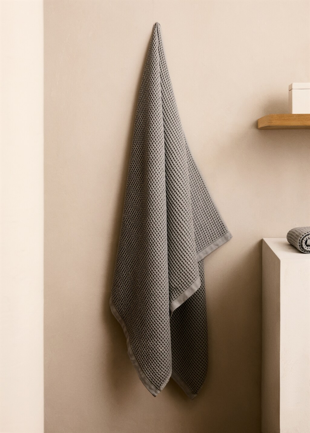 100% cotton waffle bath towel 90x150cm - Grey