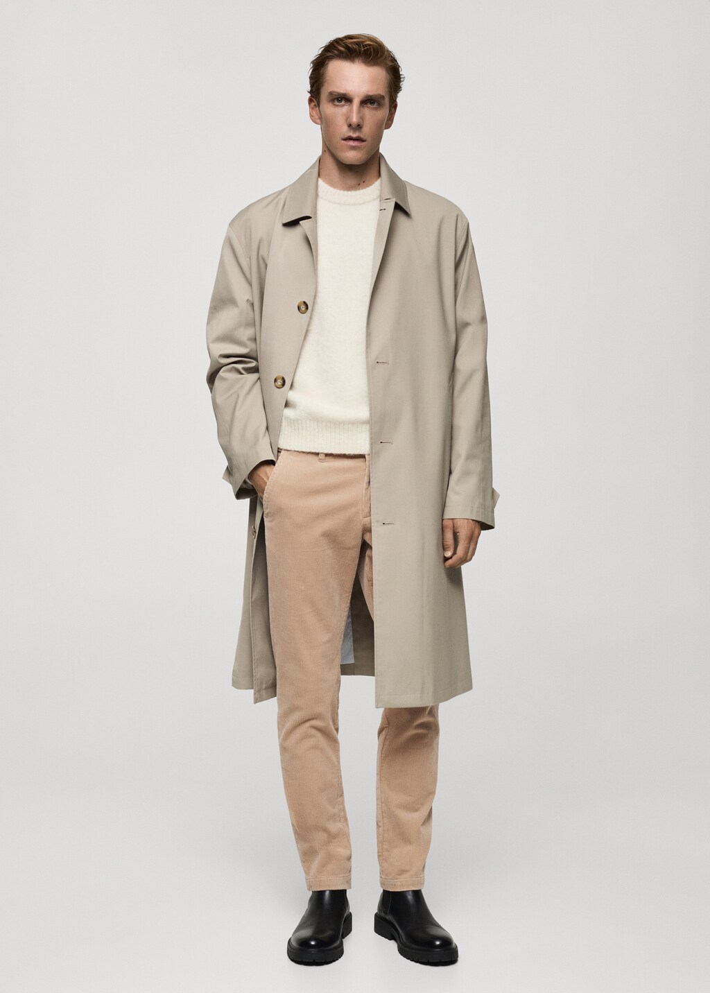 Corduroy slim-fit trousers - Medium Brown