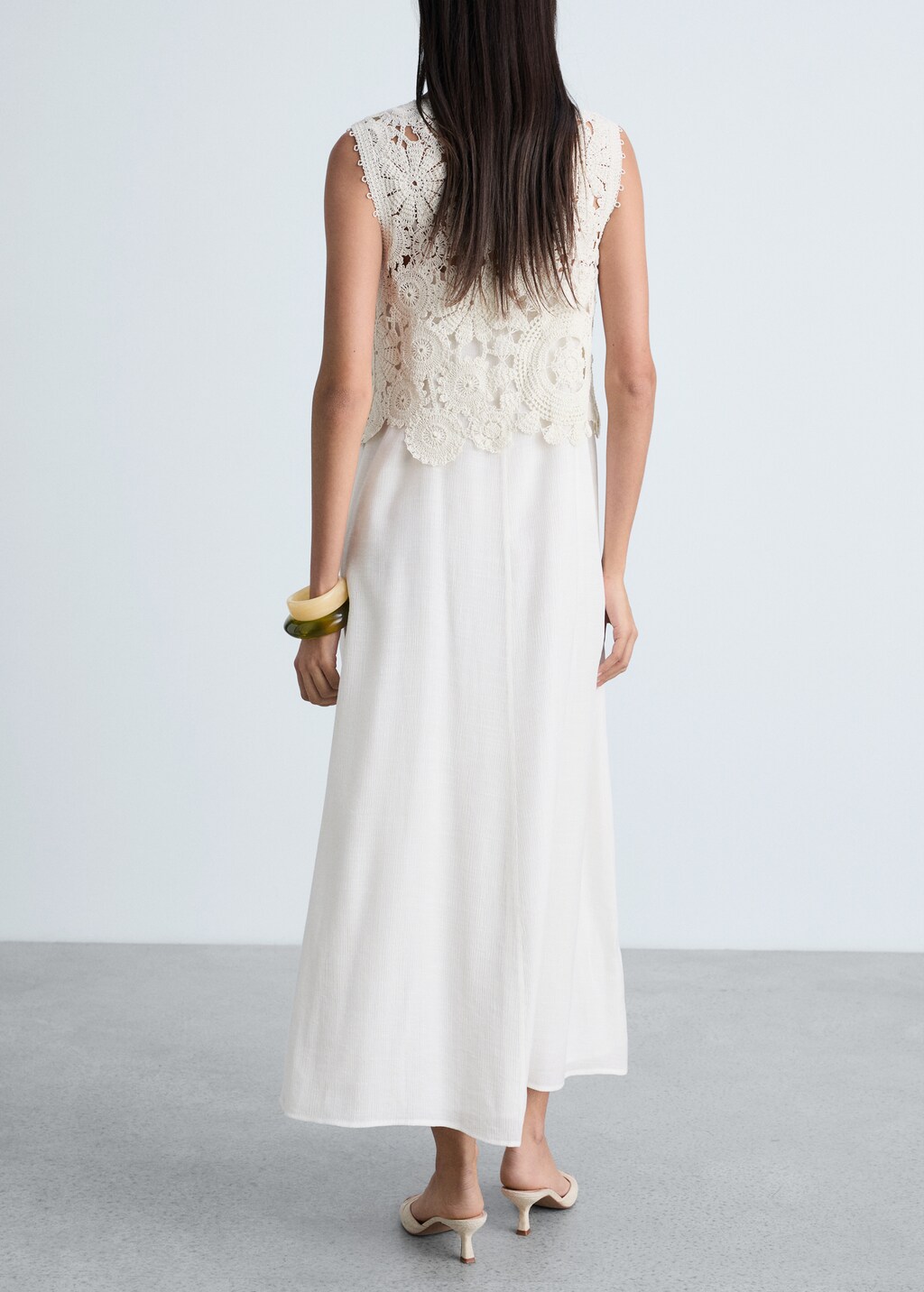 Crochet top midi-dress - Off White