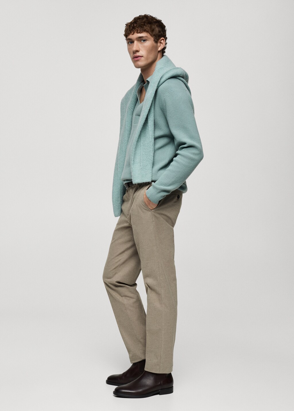 Regular-fit flannel trousers - Light Heather Grey