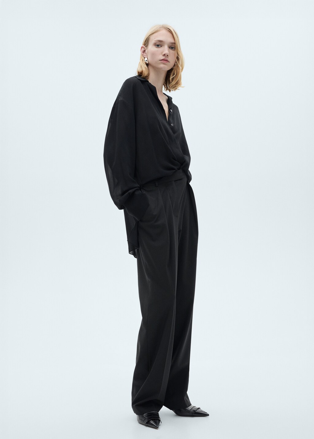 Straight-fit pleated trousers - Charcoal