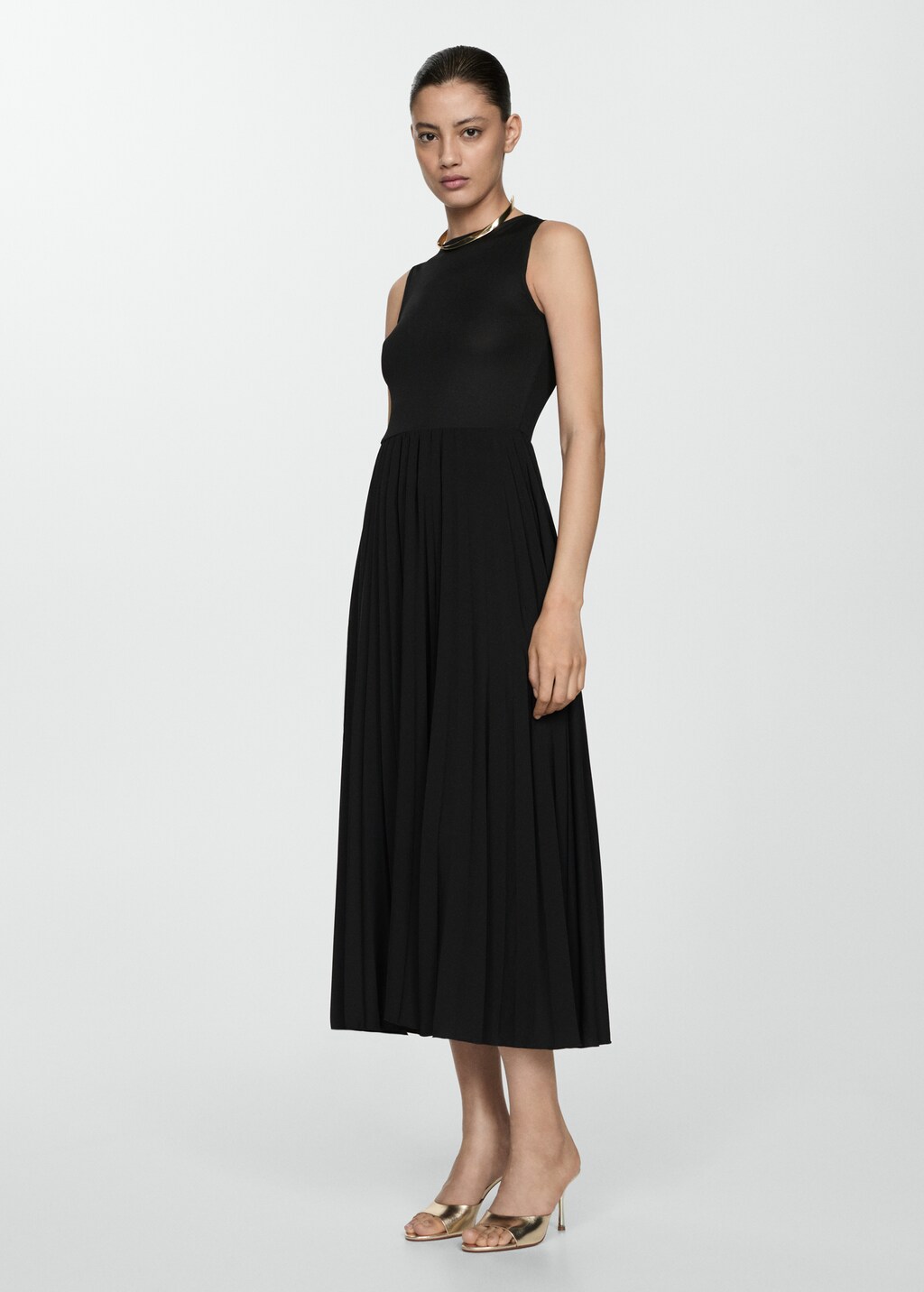 Pleated midi dress - Black